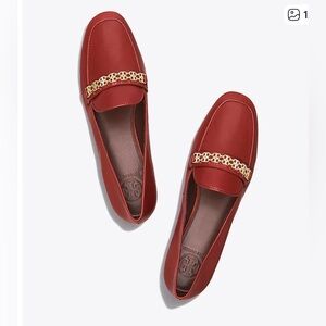 Tory Burch Size 9 Gemini Link Chain Loafers in Light Redwood Leather